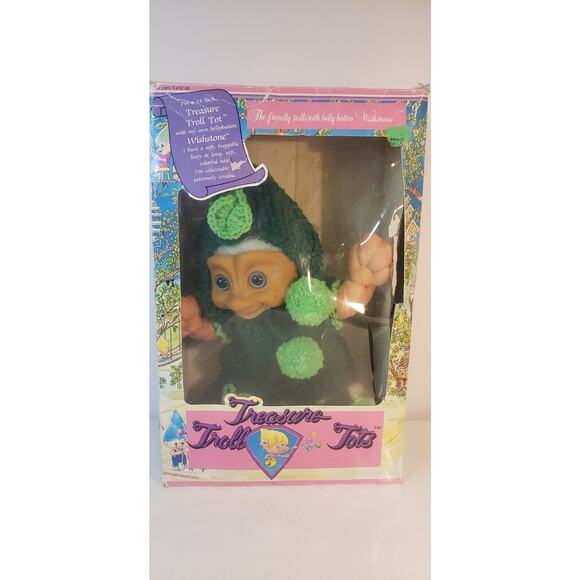 1991 Treasure Troll Tot 14" Doll Bellybutton Wishstone Vintage Dragon Outfit - Picture 15 of 15